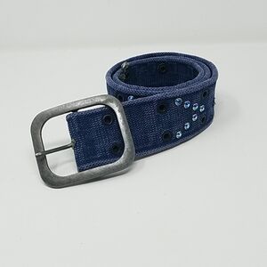 Y2K Rockstar M sparkle belt handmade 1960 military belts material studs grunge‎
